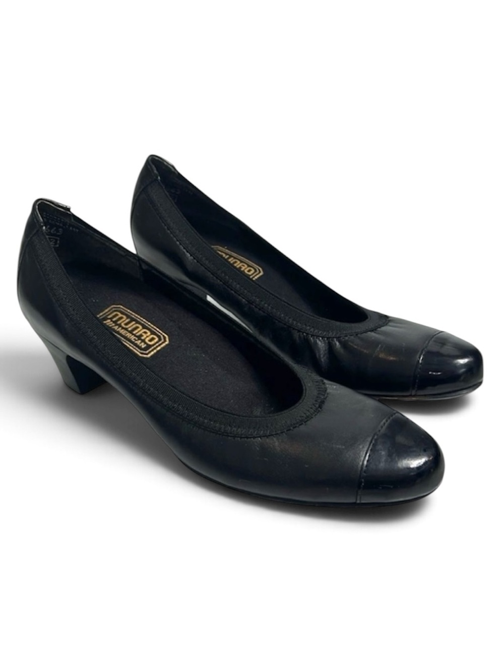 NWOB Munro Odette Black Leather Heels Size 7.5 N Narrow Comfort Career Pump